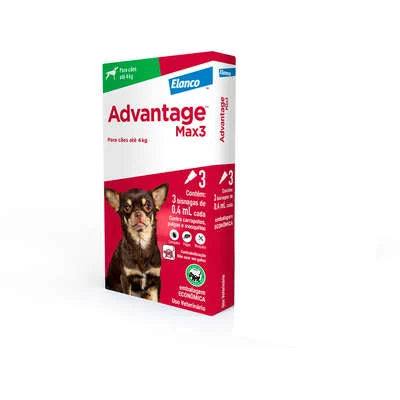 Antipulgas e Carrapatos Elanco Advantage MAX3 para Cães Até 4 Kg 3 Comprimidos