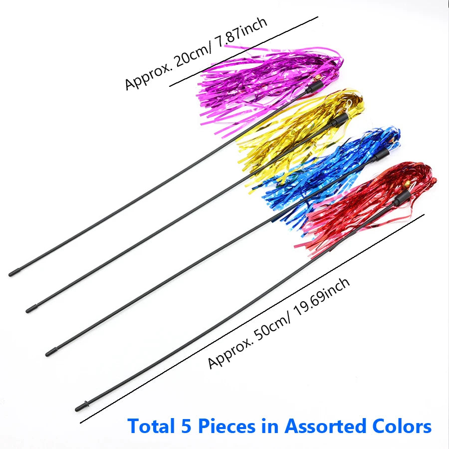 Varinha Interativa com Fita Colorida para Gatos – Kit 5 Peças
