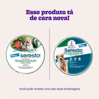Coleira Antipulgas e Carrapatos Elanco Seresto para Cães e Gatos até 8 Kg