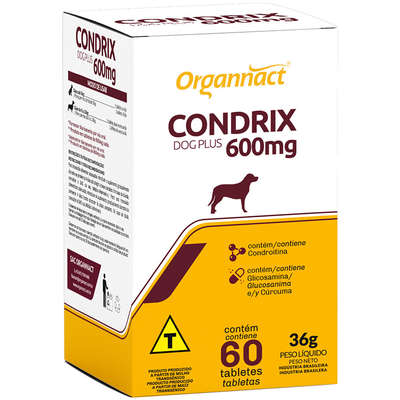 Suplemento Organnacat Condrix Dog Plus com 60 Tabletas 600 Mg