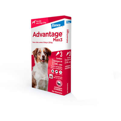 Antipulgas e Carrapatos Elanco Advantage MAX3 para Cães de 10 a 25 Kg 3 Comprimidos