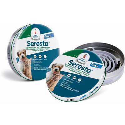 Coleira Antipulgas e Carrapatos Elanco Seresto para Cães e Gatos até 8 Kg