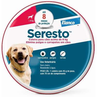 Coleira Antipulgas e Carrapatos Elanco Seresto para Cães acima de 8 Kg