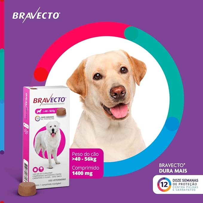 Antipulgas e Carrapatos MSD Bravecto para Cães de 40 a 56 Kg
