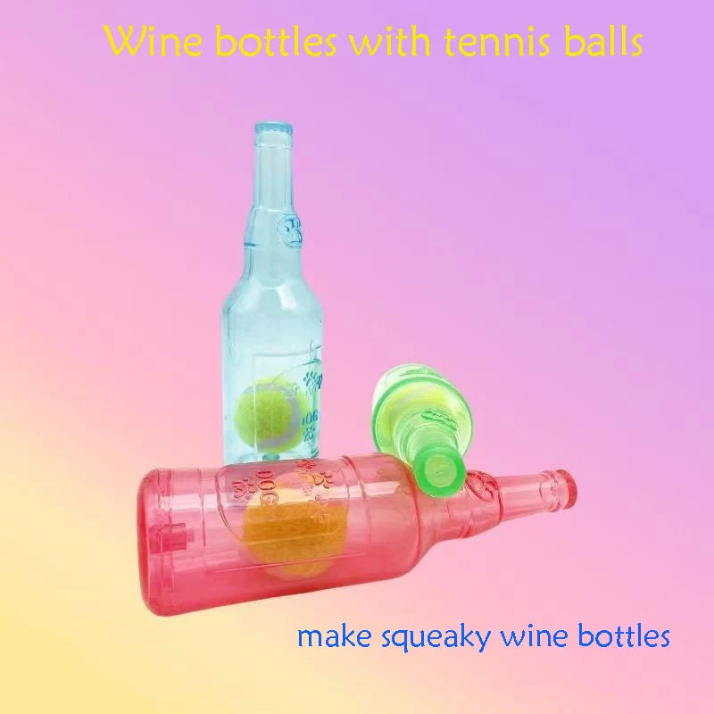 Brinquedo Interativo para Cães – Garrafa de Cerveja com Bola de Tênis e Som